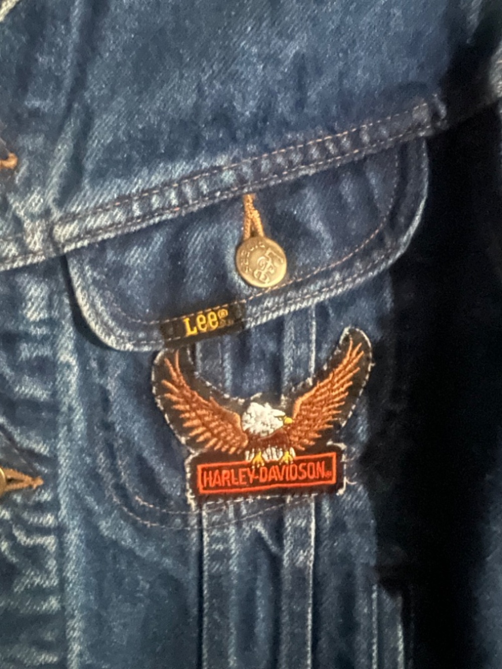 Youth Denim Jacket with Harley Davidson Patch , Size 12 - Picture 3 of 4